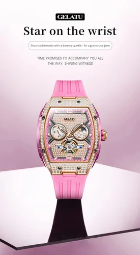 Vista 5 de OLEVS - Reloj automático de lujo para mujer con diamantes, fecha, clásico, de cuerda automática, relojes de pulsera luminosos e impermeables