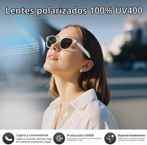 Vista 8 de Gafas Inteligentes Bluetooth para Mujeres, Gafas de Traducción AI Compatible con 165+ Idiomas, Micrófono y Altavoces Integrados, Lentes que Cambian