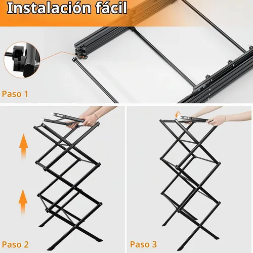 Vista 5 de Estante de secado de ropa de 3 niveles, estante de secado plegable para ropa interior y exterior, para secar ropa, diseño de ahorro de espacio