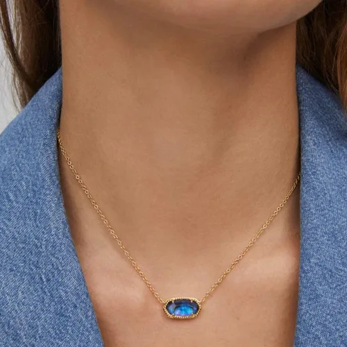 Vista 18 de Kendra Scott - Collar Elisa con dije para mujer, joyería de moda, chapado en oro de 14 quilates