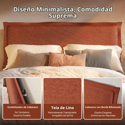Vista 7 de FLEXISPOT Base de cama ajustable Queen con marco tapizado, elevación de cabeza y pies, capacidad de 600 libras, no necesita somier, diseño