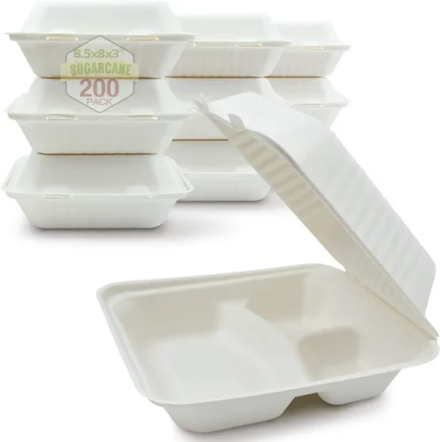 Vista 15 de Green Earth Concha compostable de 6 pulgadas, 100 unidades ecológicas Bagazo natural, cajas para llevar, tapa con bisagras, apta para microondas