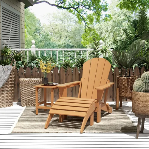 Vista 49 de WestinTrends Malibu - Silla de salón para exteriores, juego de 2 sillas Adirondack con otomana, sillas plegables de madera de polietileno para todo