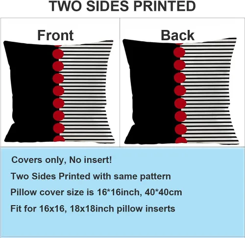 Vista 2 de Fundas de almohada rojas y negras de 16 x 16 pulgadas, almohadas rojas y negras para sofá, fundas de almohada decorativas abstractas