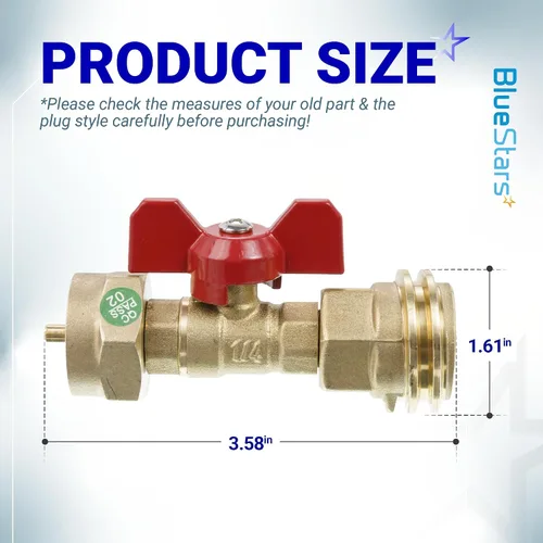 Vista 3 de BlueStars [100% latón sólido] Adaptador de tanque de propano de 20 libras a 1 libra con válvula, compatible con cilindro desechable de 1 libra/16.4
