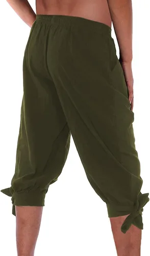 Vista 3 de Pantalones al tobillo para hombre, tipo medieval, vikingos, traje de navegante o pirata, pantalones renacentistas, góticos
