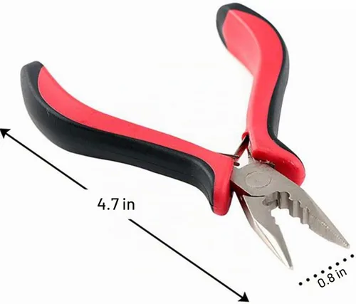 Vista 5 de Alicates para extensiones de cabello, 3 agujeros para extensiones de cabello con micro nanoanillo, abrey extracción, alicates de punta de aguja