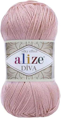 Vista 23 de Alize Diva Silk Effect 100% hilo acrílico de microfibra, 1 madejas de bola de 3.53 oz 383yds color (1 - crema)