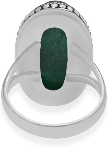 Vista 2 de Silver Palace Anillo de plata de ley 925 con piedras preciosas de aventurina verde natural para mujer