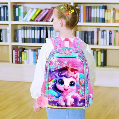 Vista 7 de AGSDON 3PCS Backpacks for Girls, 16" Elementary Kids Backpack Preschool School Bookbags and Lunch Box