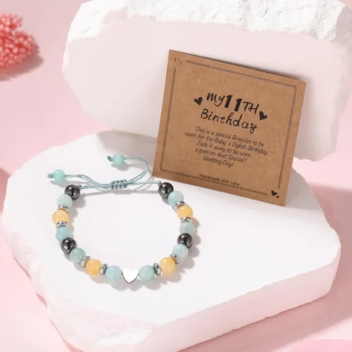 Vista 3 de Alissl Pulsera de cuentas trenzadas de cumpleaños, regalos de Navidad para niñas, pulsera ajustable, regalos de cumpleaños para adolescentes de 4 a