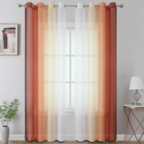Vista 31 de Cortinas transparentes de color azul marino y negro para sala de estar, 52