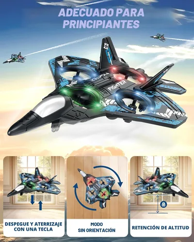 Vista 2 de JoyRapt Drones para niños Avión RC de espuma, avión de control remoto Toys and Gifts for 6 8 10 Years Old Boys, Jet Helicopter Drones with LED
