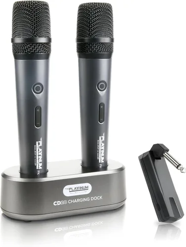 Vista 6 de El micrófono inalámbrico platino para entrada de micrófono UHF Metal Dynamic Handheld Micrófono multiusos con receptor recargable Rango de 160 pies