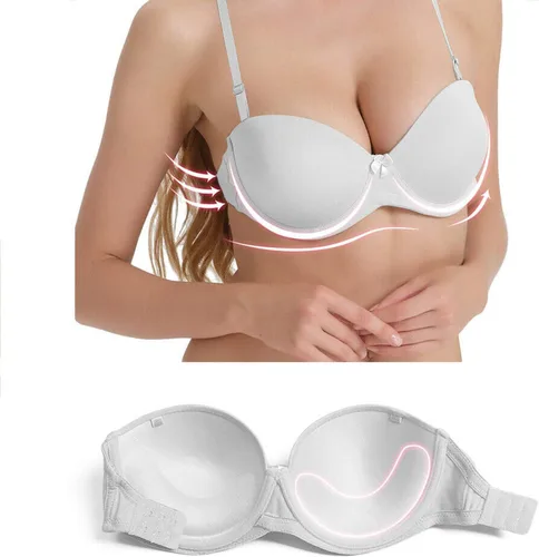 Vista 2 de Brasier sin tirantes con espalda transparente para vestido de novia sin espalda, convertible, con correa invisible transparente, Claro