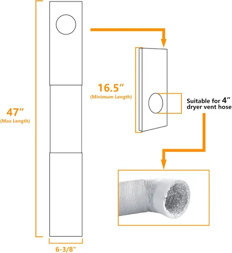 Vista 2 de LBG Products Kit de ventana de ventilación de secadora para manguera de ventilación de secadora de 4 pulgadas de diámetro, kit de placas de sellado