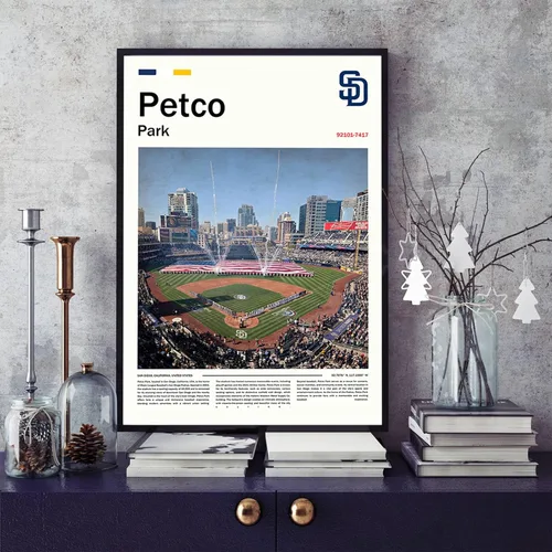 Vista 5 de Póster del estadio PetcoPark (lienzo de 17 pulgadas de largo x 11 pulgadas de ancho) de San Diego Ballpark para pared, póster deportivo retro