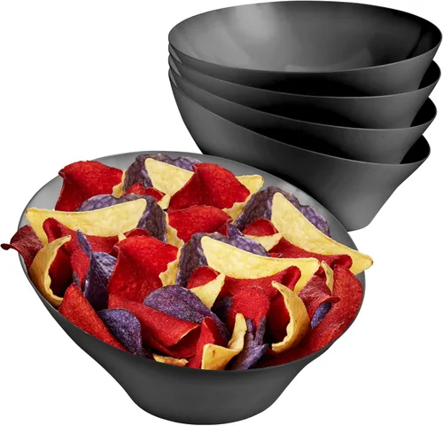 Vista 8 de Tazones de Servir de Plástico Negro de 20 onzas (Paquete de 4) Tazones Desechables Medianos para Aperitivos, Platos para Dulces, Recipientes de Bufé
