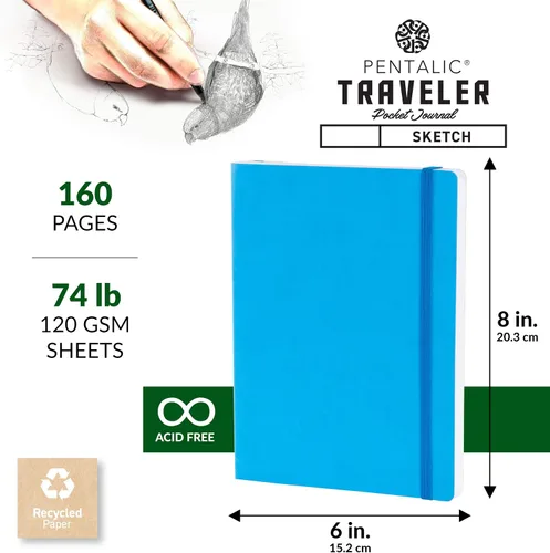 Vista 3 de Cuaderno de bocetos Travelers Dot Grid Pentalic Art, libre de ácidos