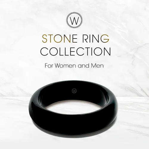 Vista 2 de WHITESTONE JEWELRY CO. - Colección de anillos de piedra, anillos apilables para mujeres y hombres, bandas minimalistas de piedra natural, tallas 4-15