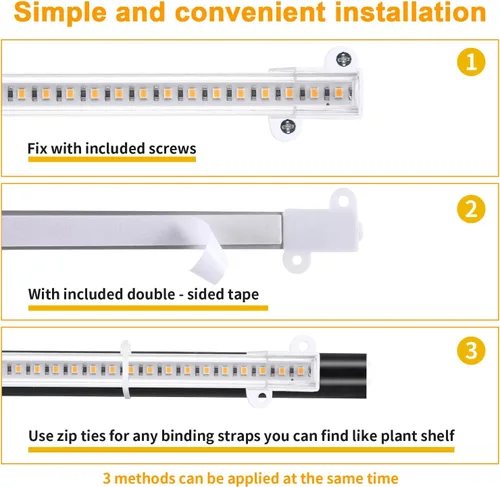 Vista 5 de Mini lámpara de cultivo de dos tiras de 8.6 pulgadas para plantas de interior, tiras de luz LED de cultivo de espectro completo de 3000K con Cálido