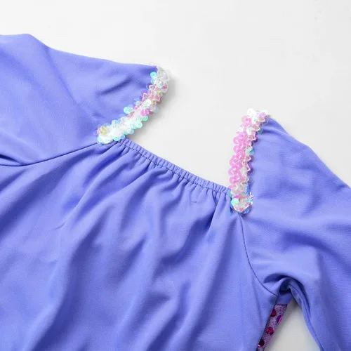 Vista 5 de JerrisApparel Disfraz de princesa de sirena para niñas vestido de fiesta de lentejuelas