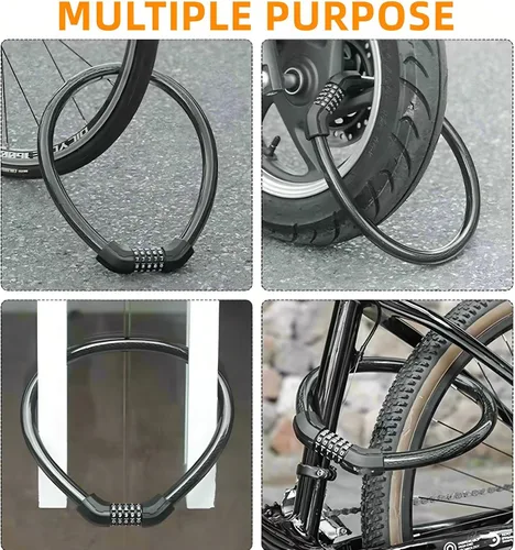 Vista 9 de Cerradura de bicicleta, cerraduras en U antirrobo de alta resistencia negra, alta seguridad mejorada, combinación de 5 dígitos, cerradura en U