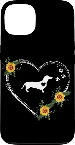 Vista 7 de Dachshund Heartbeat With Paw Prints On Black Case for iPhone 16