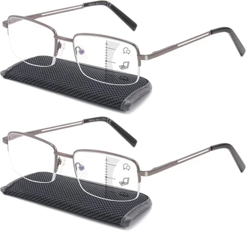 Vista 7 de SKYOAK Paquete de 2 lentes de lectura duraderos progresivos multienfoque para hombre, bloqueo de luz azul, lector de computadora