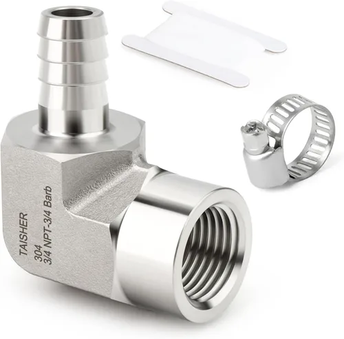 Vista 70 de TAISHER 1 PIEZA Accesorio de Manguera Codo de Acero Inoxidable 304 de 90 Grados - Púa de 1" x Púa de 1" para Combustible/Aire/Líquido/Gas con 2
