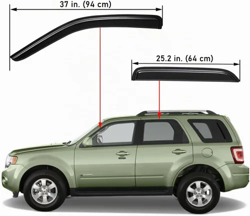 Vista 2 de Lightronic Visera de ventana de ventilación con cinta extraduradera, compatible con Ford Escape 2001-2012 (híbrido 2005-2012), Mazda Tribute