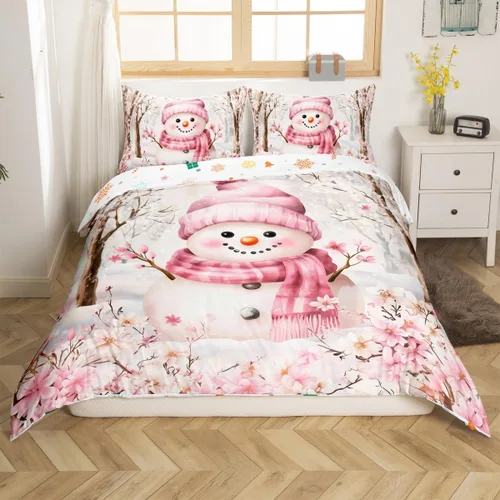 Vista 30 de Juego de funda de edredón con diseño de ciervo de cabaña, tamaño twin, juego de ropa de cama rústica de tablón de madera de árbol de Navidad