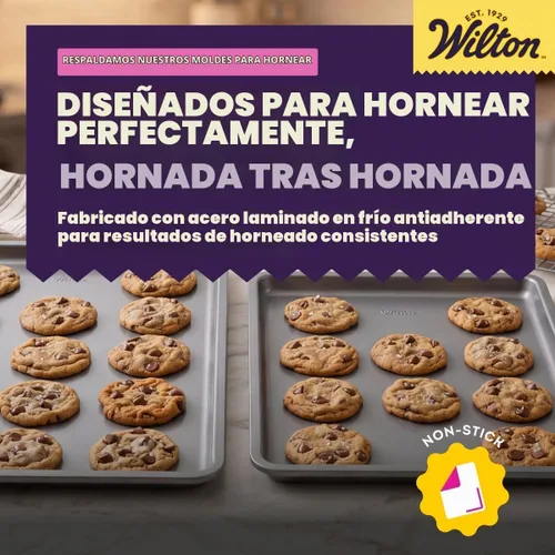 Vista 6 de Wilton Juego de bandejas antiadherentes plateadas, hechas sin PFAS, 2