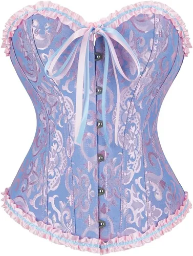 Vista 31 de frawirshau - Corsé para mujer, con cordones, con varillas, escultor de cuerpo, lencería Beige