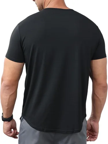 Vista 4 de Camisetas de manga corta para hombre, estilo casual, ajuste regular, cuello en V, a la moda, deportivas, básicas