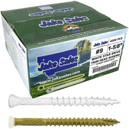Vista 16 de #9 x 1-5/8" Bronce Estrella Exterior Recubierto Blanco Cabeza Tornillo Madera -Torx/Star Drive Head- Multiusos - 1 Libra - 158 Tornillos