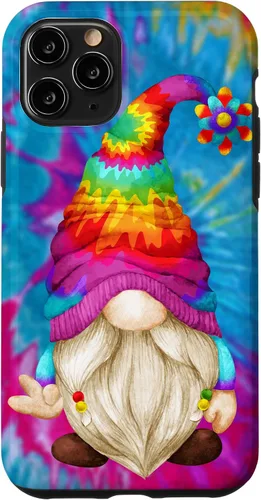Vista 29 de Funda de gnomo de signo de paz para mujer, diseño de gnomo hippie de teñido anudado para iPhone 16
