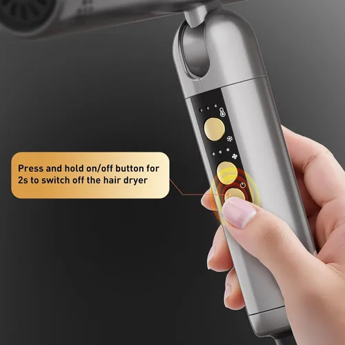 Vista 6 de Quico Secador de pelo de viaje de doble voltaje, 120,000 rpm, secador de pelo de bolsillo BLDC de secado rápido para mujeres con concentrador