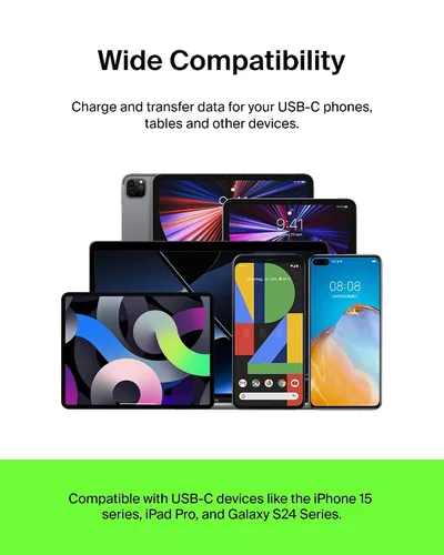Vista 5 de Belkin Cable USB C a USB A, 3.3 pies, 15 W, cargador tipo C, cable de carga de iPhone para iPhone 16, Galaxy S25, Pixel 9, AirPods, iPad Pro, Negro