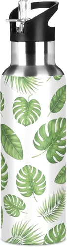Vista 8 de Green Tropical Leaves Insulated Water Bottle 32 Oz, BPA-Free Sport Water Bottle Insulated Leakproof Water Bottles