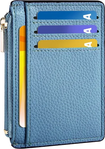 Vista 20 de Tipmile Tarjetero compacto para tarjetas de crédito con ventana de identificación para mujer, delgada y minimalista, bolsillo frontal, cartera