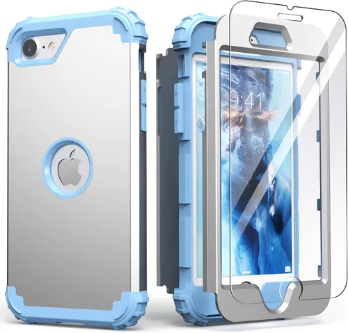 Vista 20 de IDweel Funda para iPhone SE 2020 con protector de pantalla, para iPhone SE 2022, 3 en 1, absorción de golpes, ajuste delgado, cubierta