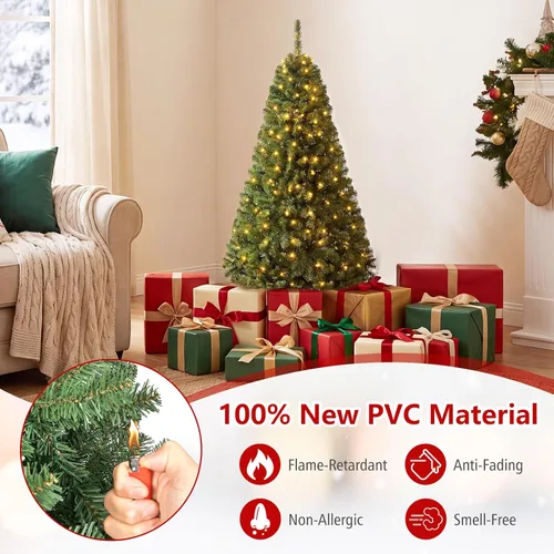 Vista 8 de HAPPYGRILL Árbol de Navidad artificial preiluminado de 4 pies con 296