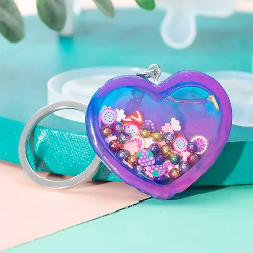 Vista 8 de Moldes de resina de corazón agitador, moldes de resina epoxi de corazón hueco, moldes de joyería para resina epoxi DIY colgante de arena movediza