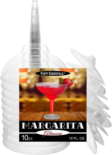 Vista 5 de Party Essentials 10 vasos de plástico duro de dos piezas, 12 onzas, transparentes