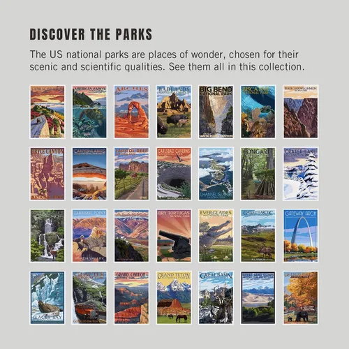 Vista 2 de Lantern Press Postales de Parques Nacionales, juego completo de los 63 63 Parques Nacionales