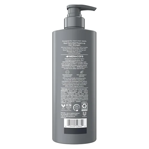 Vista 2 de DOVE MEN + CARE Champú 1 unidad de lima y cedro para cabello real que potencia la fuerza del cabello, con resultados vigorizantes e hidratantes, 18