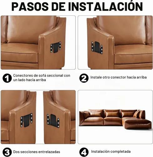 Vista 5 de 4 piezas de sofá seccional universal entrelazado, conectores de sofá seccionales, soporte de conector de sofá