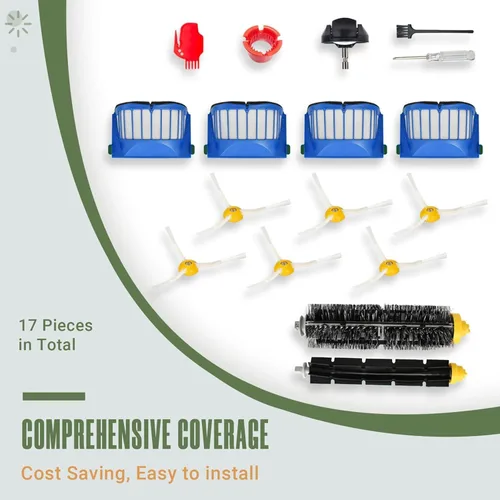 Vista 6 de Kit de accesorios de repuesto para iRobot Roomba 675 694 692 614 670 677 671 691 676 639 679 615 600 Series Robot aspirador, 1 rueda delantera, 1