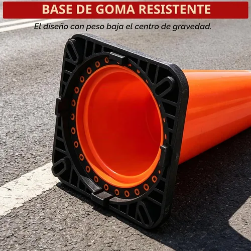 Vista 6 de OrangeStar Paquete de 6 conos de tráfico de 36 pulgadas con base de goma pesada, 2 collares reflectantes, conos de seguridad grandes para Naranja